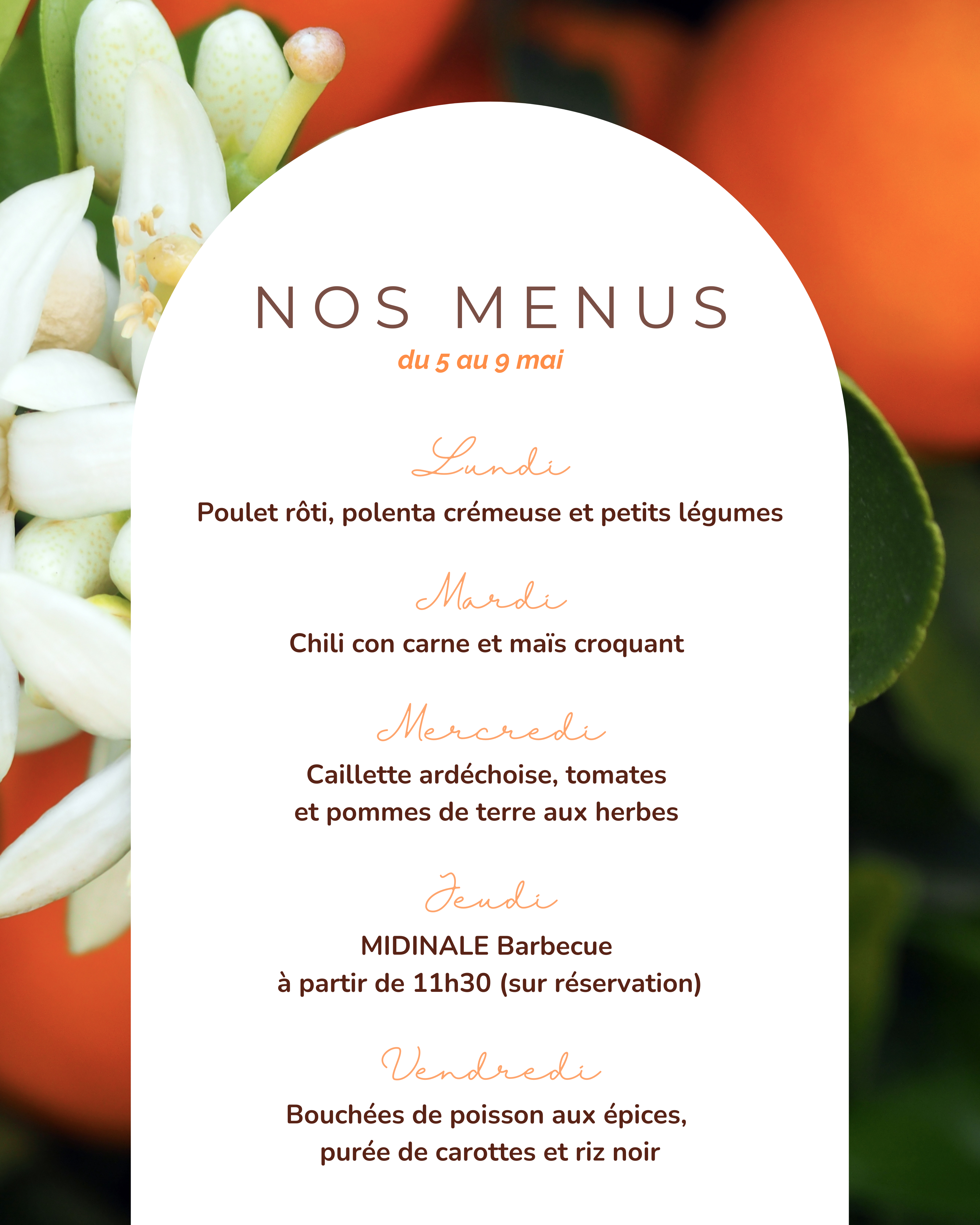 Menus Shelter – 5 au 9 mai